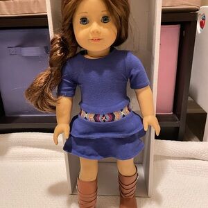 American Girl Saige 18" 2013 Doll COMPLETE w/ Book, Ring, and Earrings